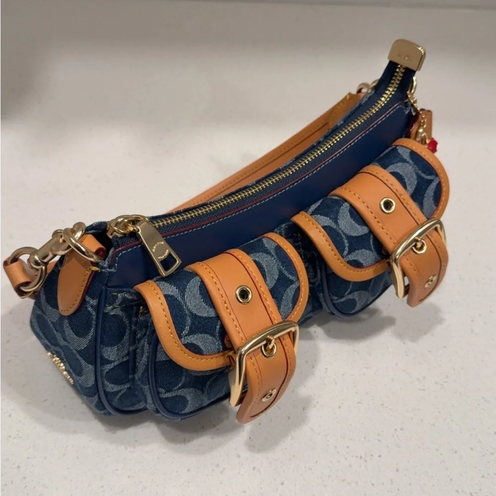 Denim Ashton Bag with Cherry charm...NWOT - Picture 3 of 12